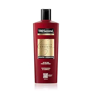 TRESemme Keratin Smooth Shampoo 340ml With Keratin Protein and Argan Oil | Salon-Like Smooth Hair | Up To 72H Frizz Control