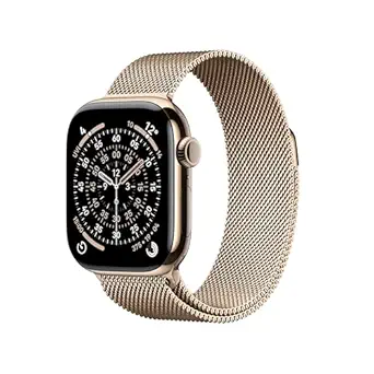 Apple Watch Series 11 GPS + Cellular 42mm Gold Titanium Case with Gold Milanese Loop
