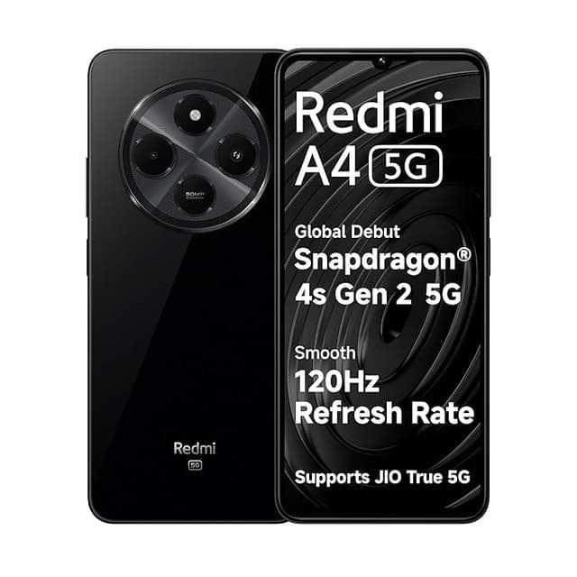 Redmi A4 5G (Starry Black, 4GB RAM, 128GB Storage) | Segment Largest 6.88in 120Hz | 50MP Dual Camera | 18W Fast Charging | Charger in The Box